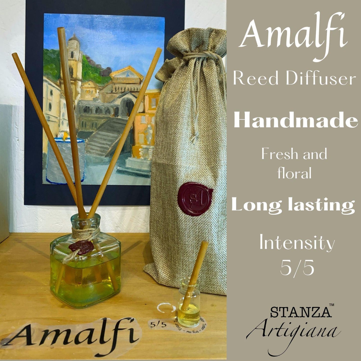 Italian holidays -Italian reed diffuser -Freesia and Pear - Amalfi - STANZA Artigiana