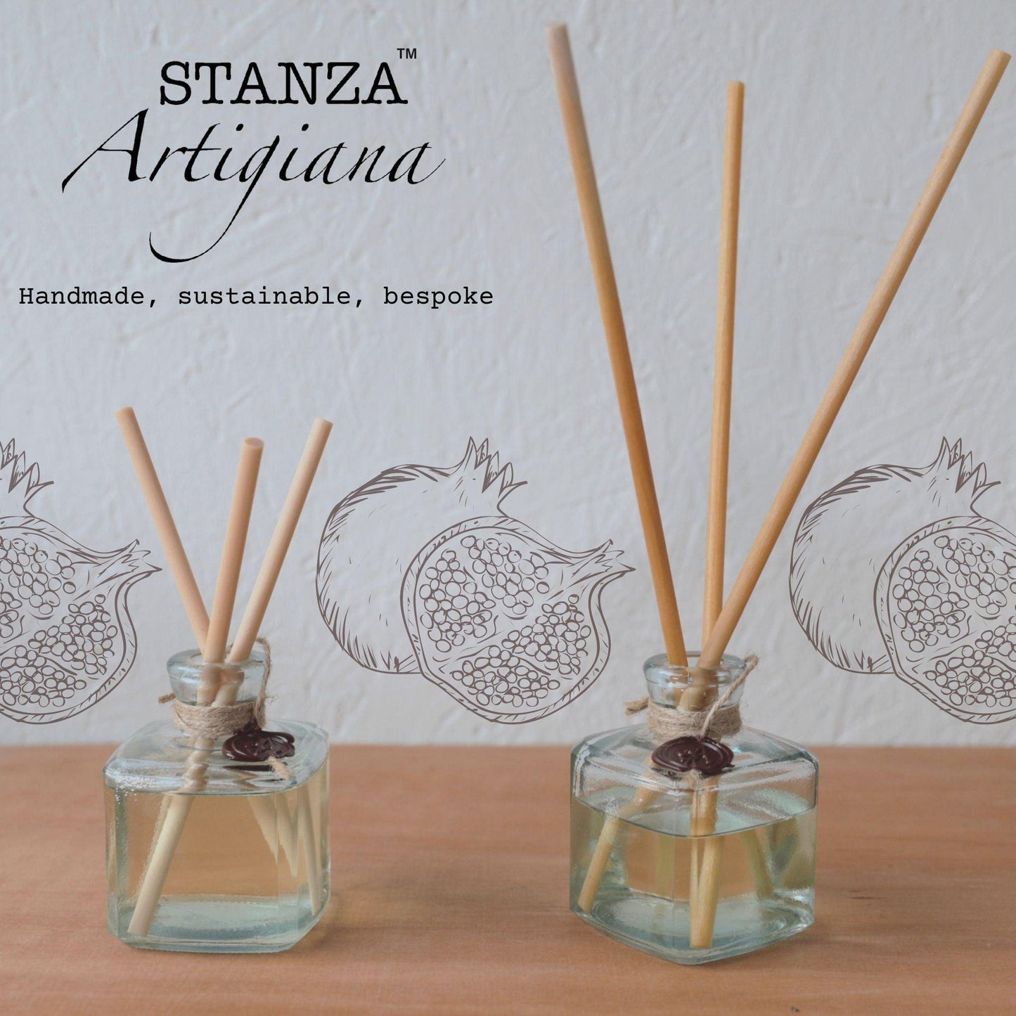 Italian holidays - Italian Reed diffuser - Dark Pomegranate - Ischia - STANZA Artigiana